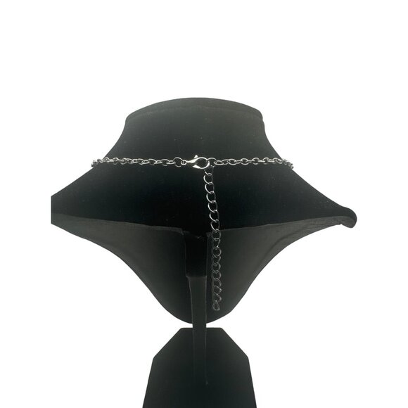 Blue Crystal Necklace and Earring Set for Women Silver Tone Chain - Picture 3 of 4